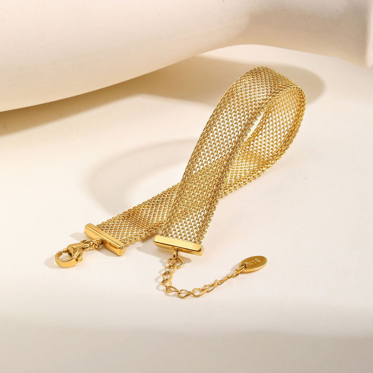 Stainless Steel Mesh Chain Bracelet Necklace Gold