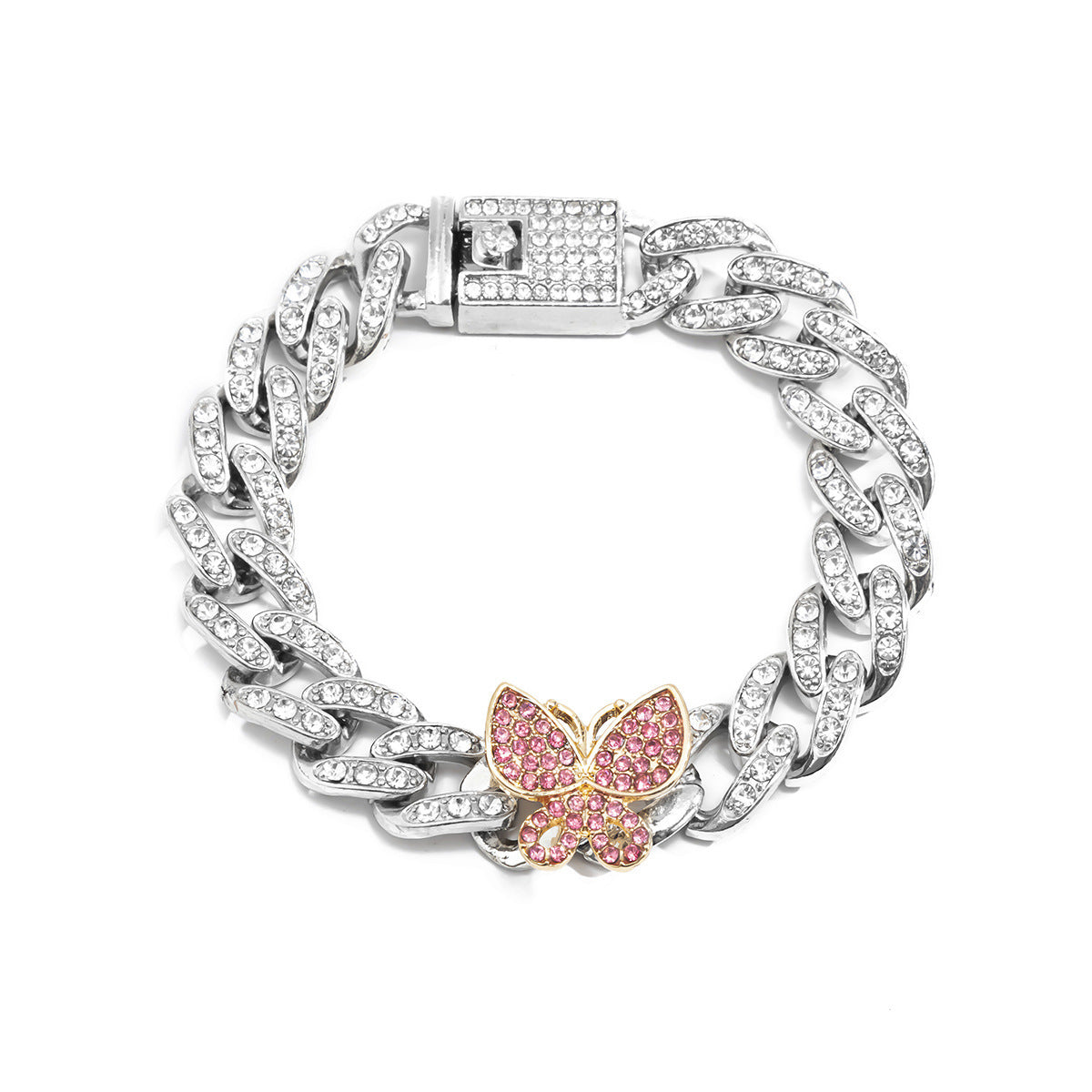 Planderful Vienna Verve Butterfly Bracelet For Women Cuban Buckle Bold Retro Zircon Color