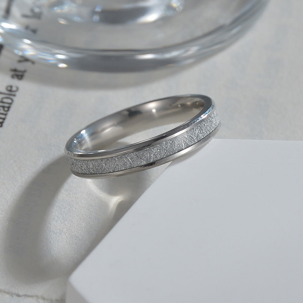 European and American Titanium Steel Ice Silk Couple Ring Set by Planderful - Size 5-12