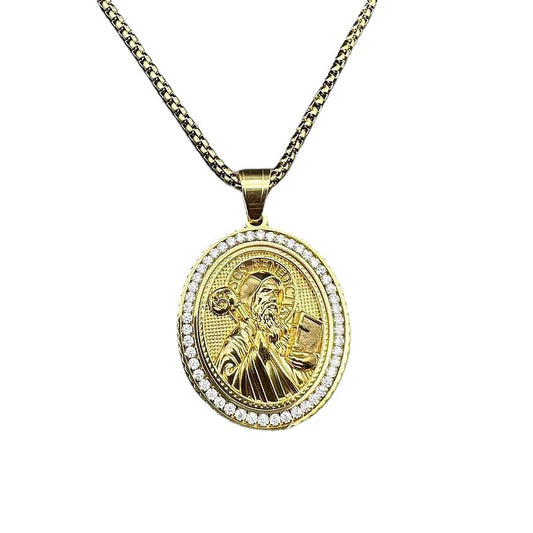 Zircon Pendant Necklace – Statement Religious Figure