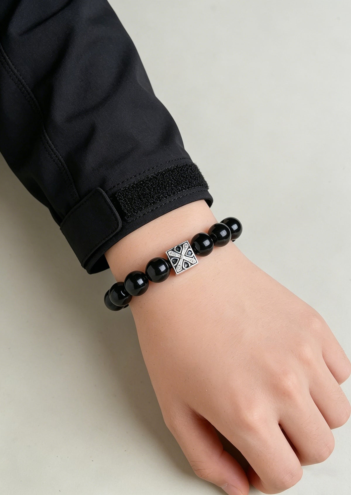 Obsidian & White Cat's Eye Bracelet