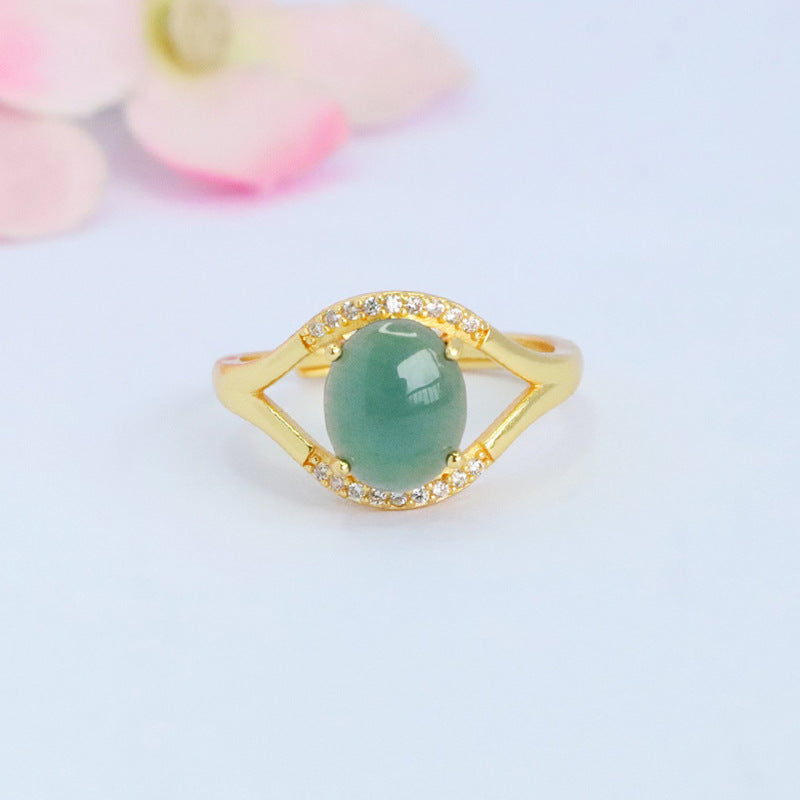 Blue-Water Jadeite Angel Eye Ring