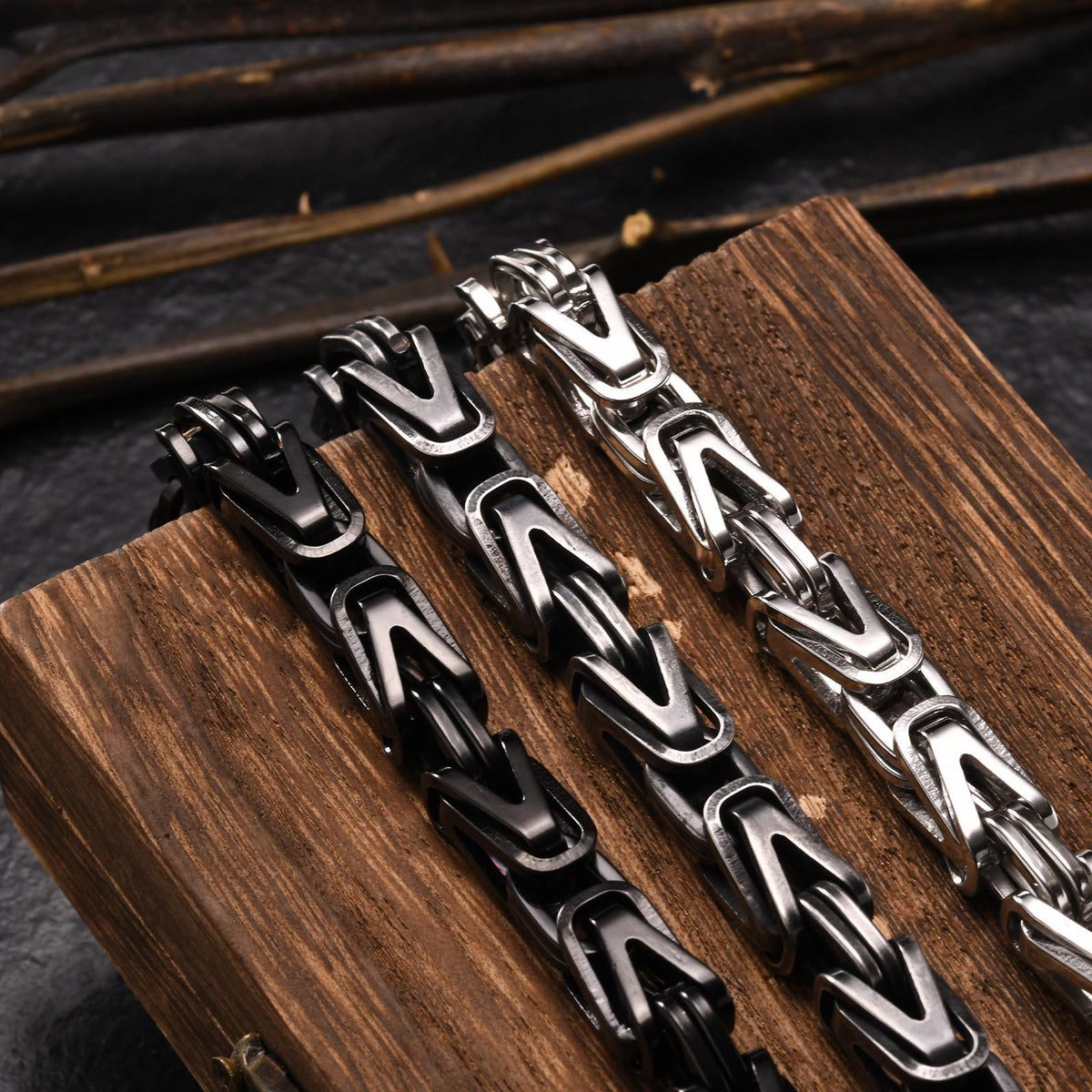 Vintage Black Stainless Steel Bracelet for Men