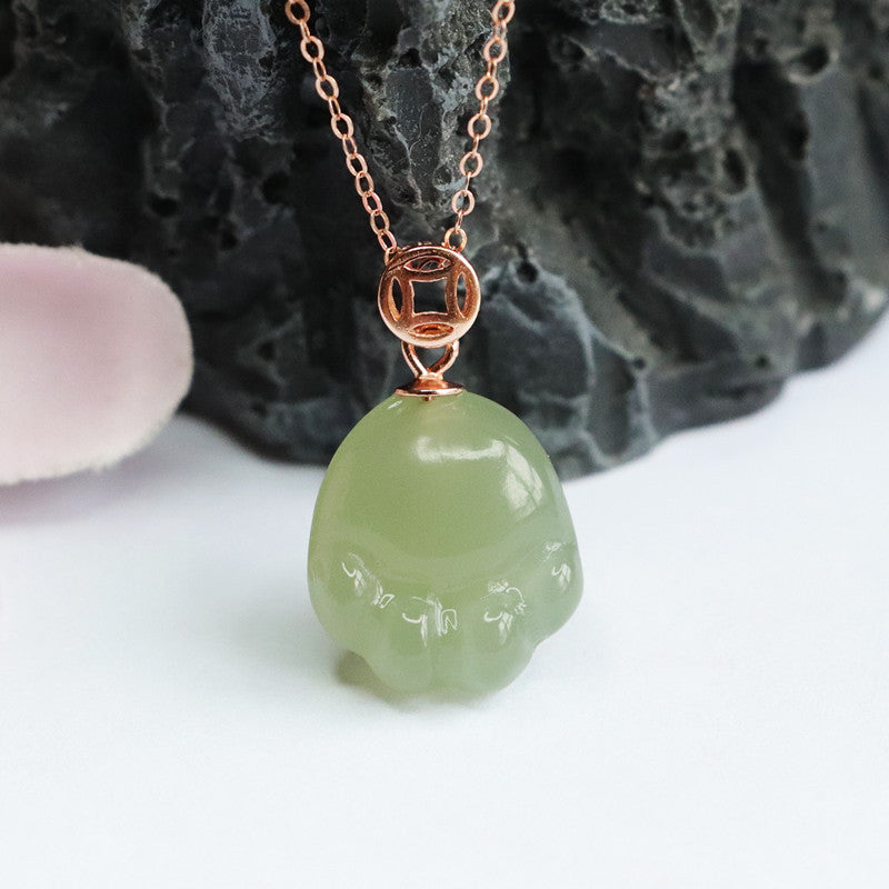 Lake Green Cat Claw Sterling Silver Jade Pendant Necklace