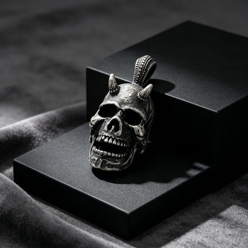 Film And Television Star Wars Mandalorian Dark Demon Horns Skull Cross Mangstar Stainless Necklace