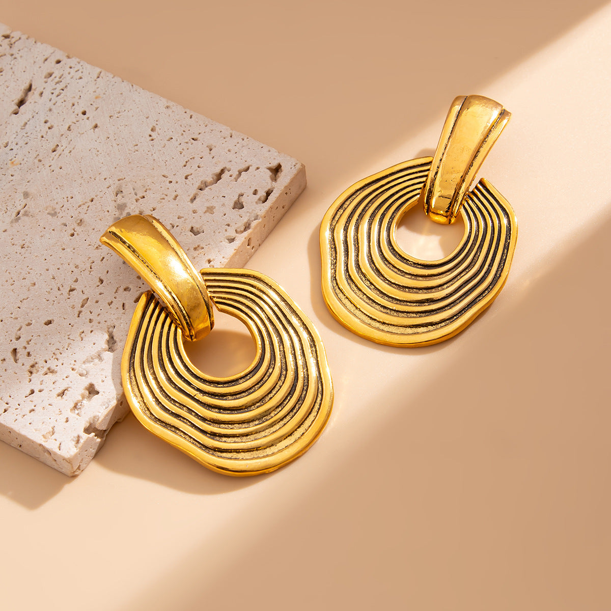 Planderful Vienna Verve Geometric Statement Earrings Exaggerated Ring Design For Women Bold Chic Accessory