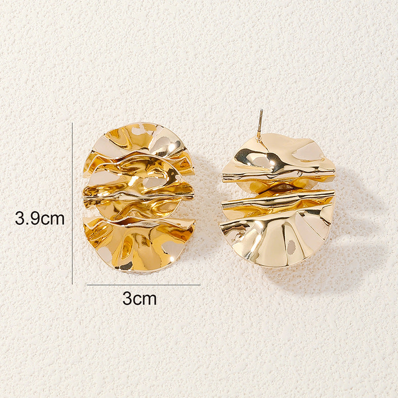 Chic Metal Pleated Women's Earrings - Vienna Verve Collection