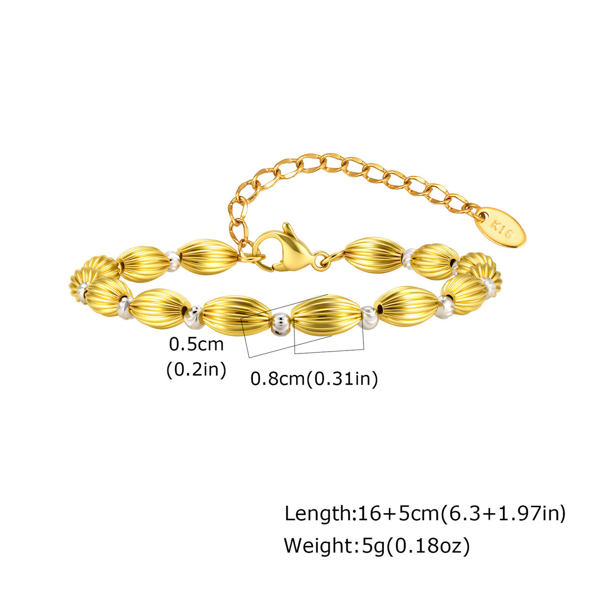 Korean Metal Splicing Beaded Stainless Steel Bracelet