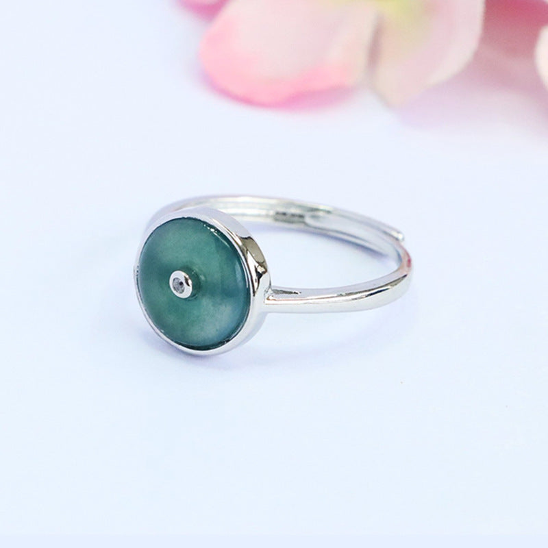 Blue Water Jadeite Peace Buckle 9 mm Ring