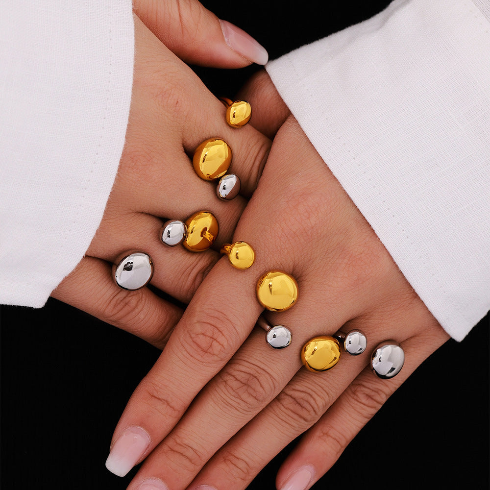 Planderful Everyday Genie Two Tone Geometric Open Ring Women