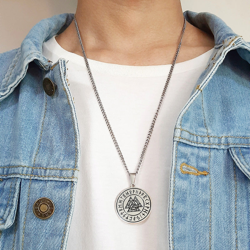 Viking Rune Vintage Stainless Steel Pendant for Men