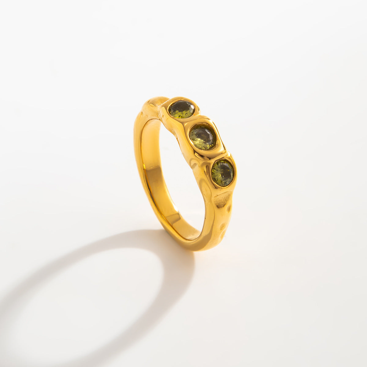 Planderful Stainless Steel Ring With Lava Texture And Zircon Inlays For Women Statement Jewelry