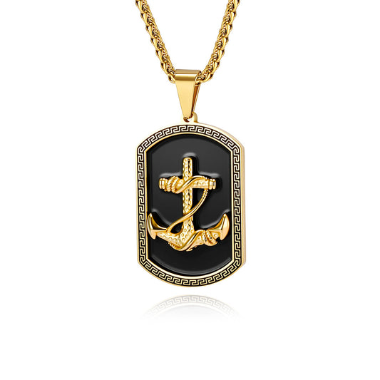 Planderful Anchor Pendant Necklace Titanium Steel Unisex Does Not Fade Everyday Genie