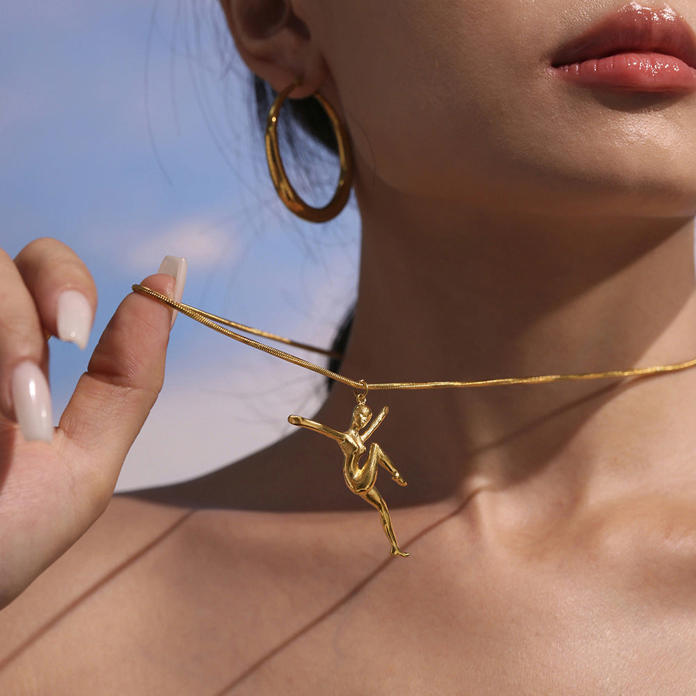 Planderful Dancing Girl Collarbone Necklace 5A Zircon Women