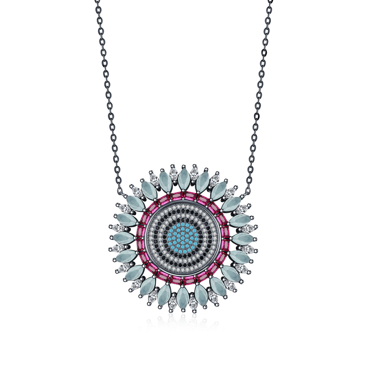 925 Sterling Silver Pavé Zircon Pendant Necklace