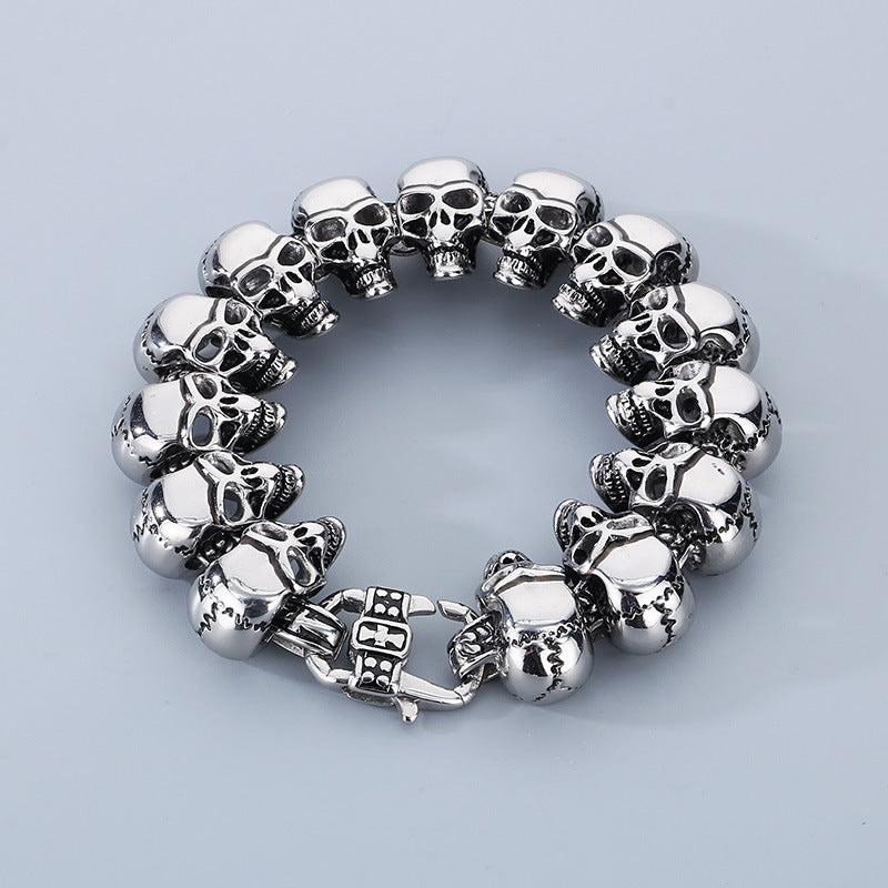 Planderful Skull Stainless Steel Bracelet Men Vacuum Plated
