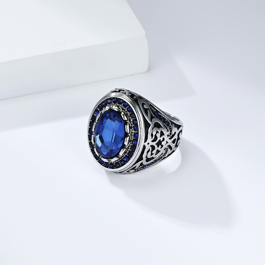 Planderful Everyday Genie Retro Zircon Ring For Men Unisex Stainless Steel Fashion Statement