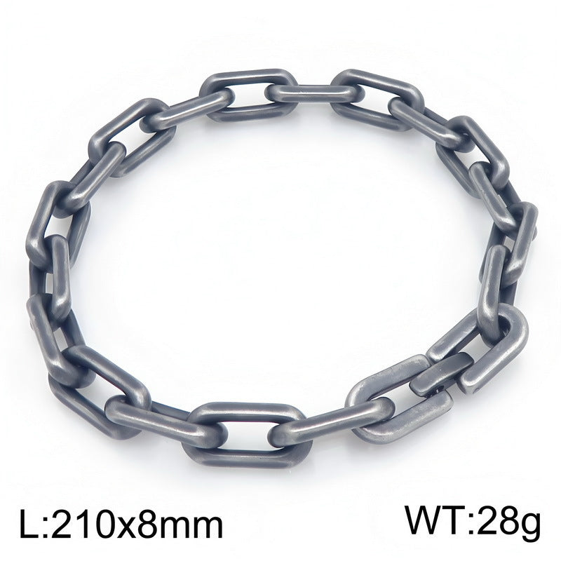 Punk Trimmed O-Chain 8mm Plain Chain Stainless Steel Men's Bracelet