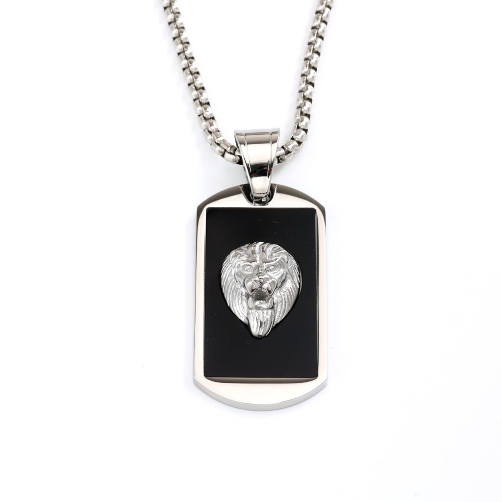 Vintage Lion Stainless Steel Pendant Necklace