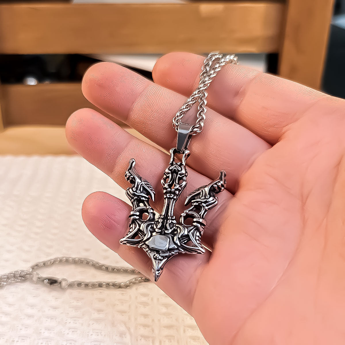 Halloween Necklace Skull Men's Pendant Stainless Steel Necklace Pendant