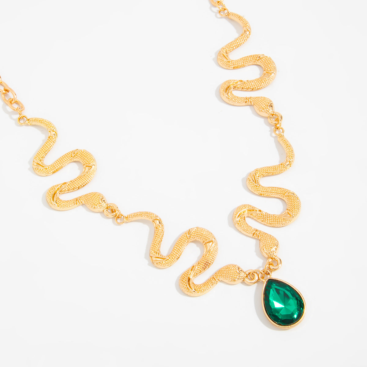 Serpentine Splicing Water Drop Gem Necklace Punk Sweet Cool Curved Geometric Collar