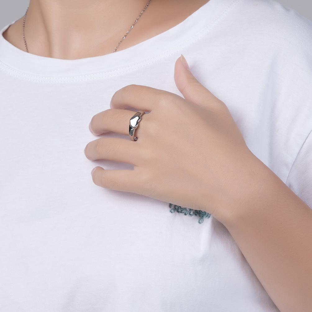 Planderful Heart Shaped Ring For Women Gold Plated Titanium Steel Durable Everyday Jewelry