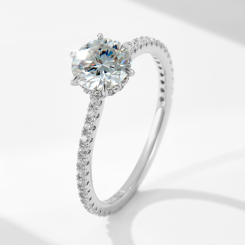 Manufacturer Wholesale S925 Sterling Silver Moissanite Women's Ring 1.2 Carat D Color Diamond Jewelry