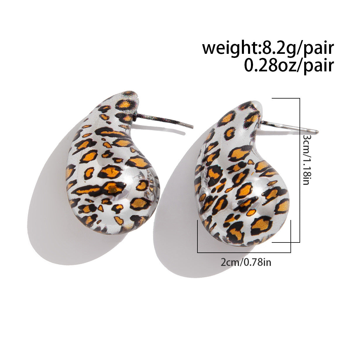 Planderful Resin Geometric Earrings C Shaped With Leopard Print Water Drop For Women Bold Chic Statement