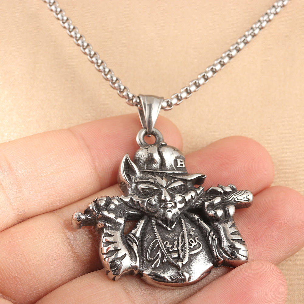 European and American Stainless Steel Baseball Cat Pendant