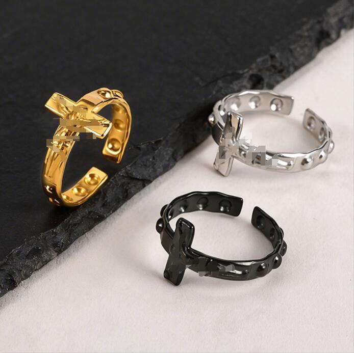 Stainless Steel Cool Sa Atmosphere Explosion Cross Open Ring