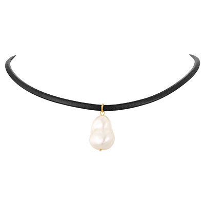 Summer Leather Rope Stainless Steel Imitation Pearl Pendant Leather Women's Premium Necklace