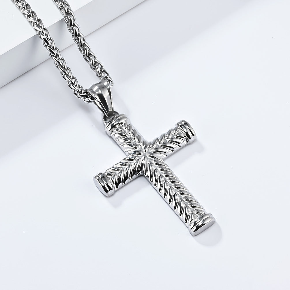Cross-Border European and American Titanium Steel Cross Necklace