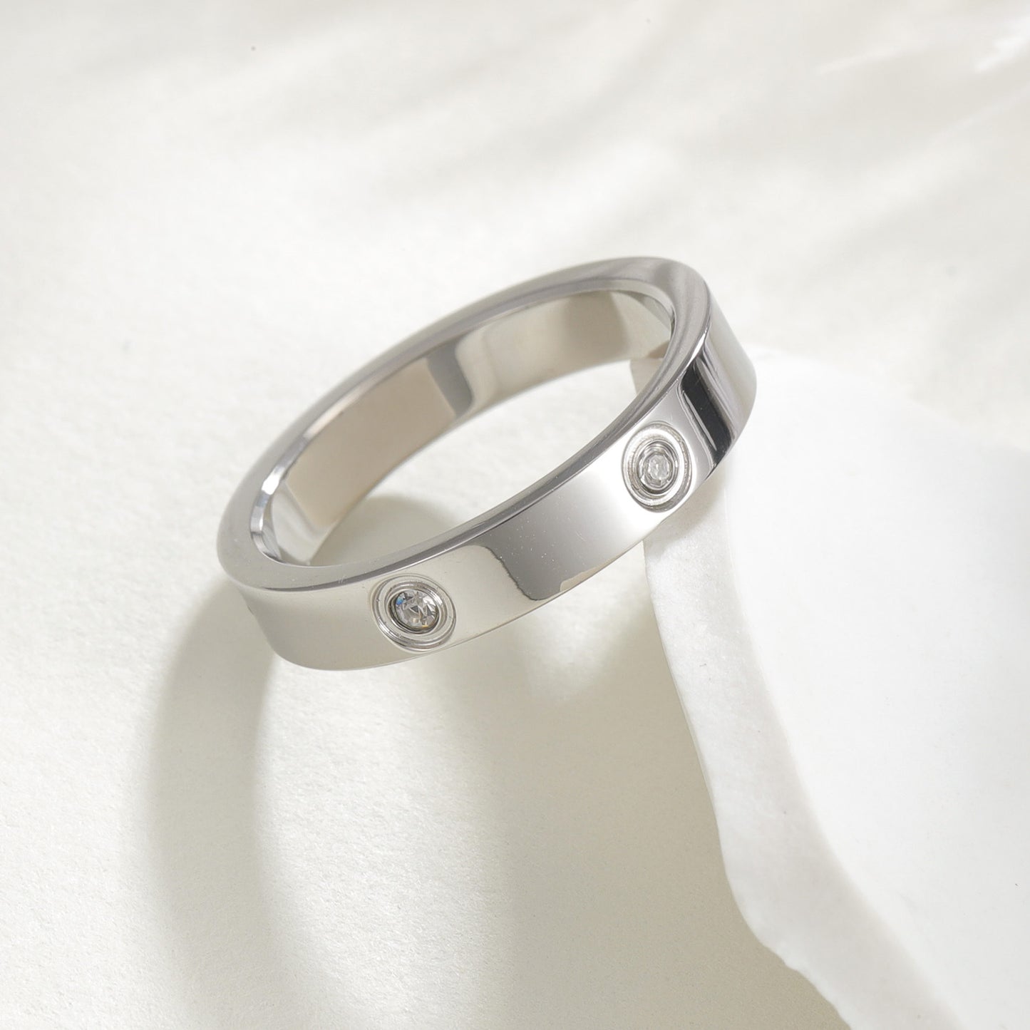 Planderful Everyday Genie Stainless Steel Zircon Ring For Unisex Wear Durable Six Zircon Stones Jewelry