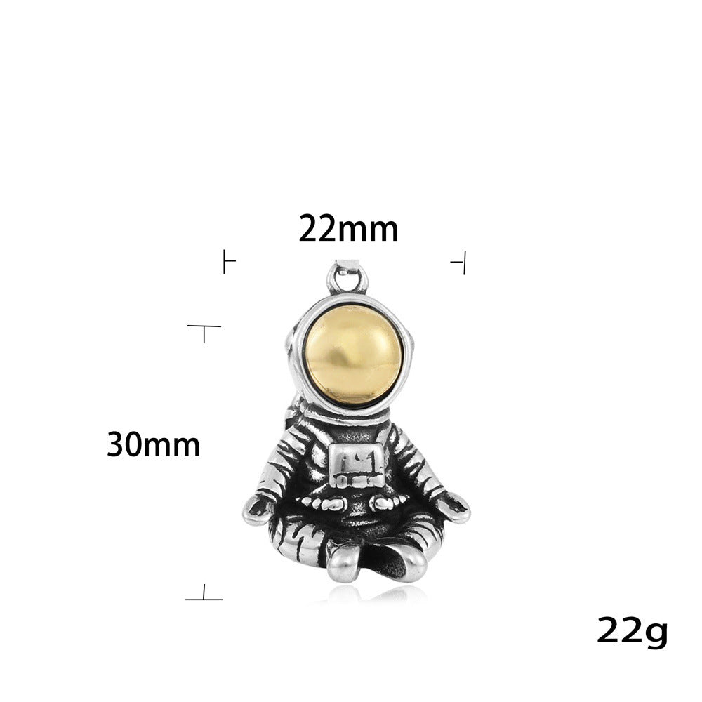 European And American Stainless Steel Astronaut Pendant Necklace