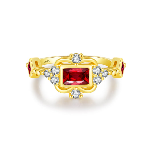 Planderful Gala Fireworks Ring – Stunning Pigeon Blood Red Zircon Design