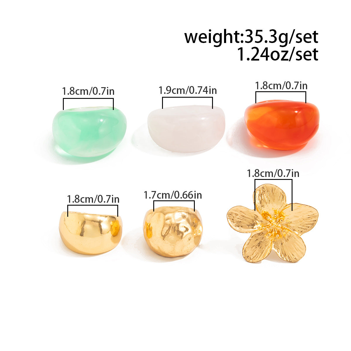 Planderful Resin Flower Ring Geometric Set Vienna Verve For Bold Trendsetters And Modern Wear