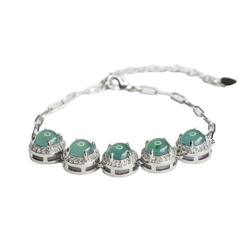 Blue Water Jadeite Five-Stone Bracelet