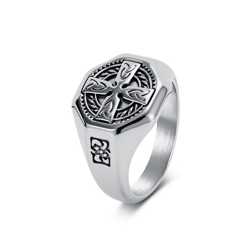 Celtic Knot Cross Vintage Stainless Steel Ring for Men