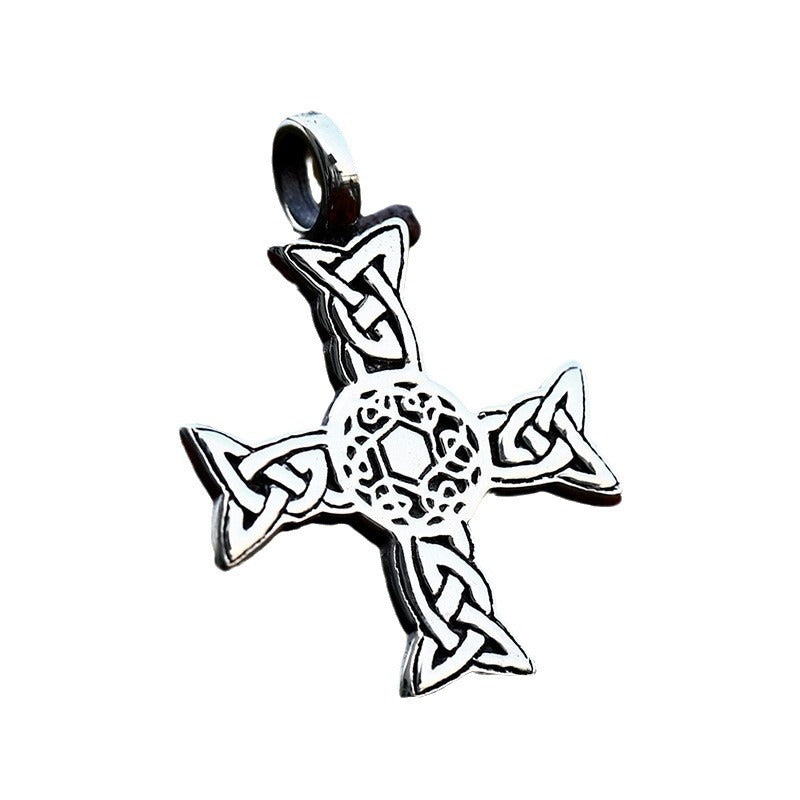 Titanium Steel Nordic Celtic Knot Hollow Cross Pendant for Men - Retro Style Jewelry