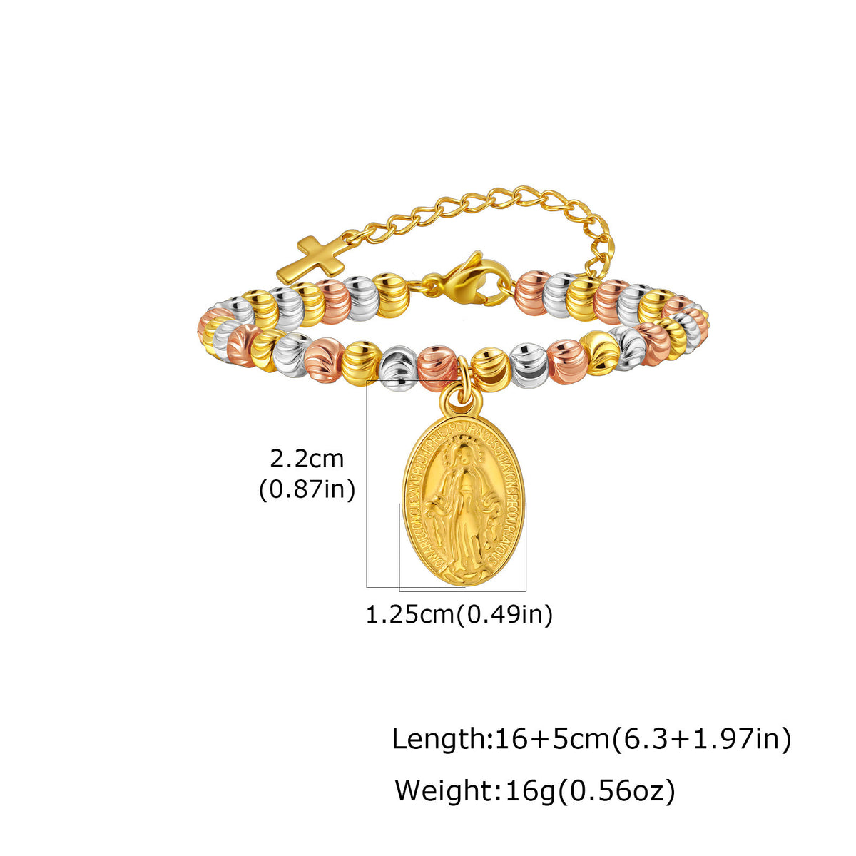 Fashionable Round-Tag Watermelon Bead Stainless Steel Bracelet