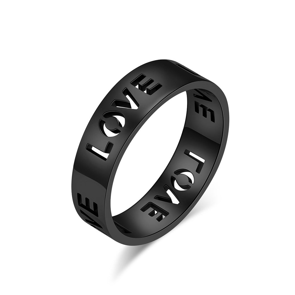 6Mm Wide Cross-Border Simple LOVE Titanium Steel Ring