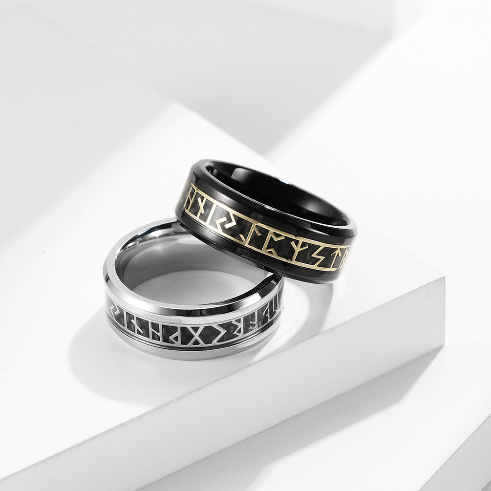 Planderful Viking Ring With Nordic Luhn Rune Stainless Steel For Men Unisex Jewelry