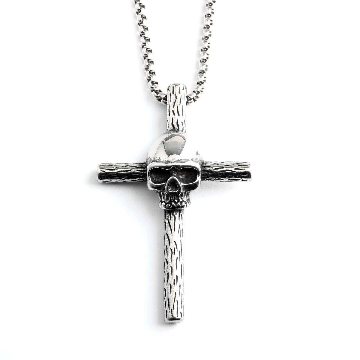 Punk Skull Cross Stainless Steel Men's Pendant Necklace