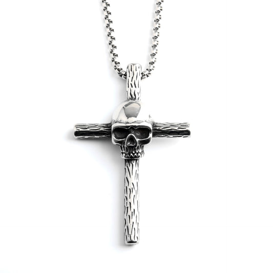 Punk Skull Cross Stainless Steel Men's Pendant Necklace