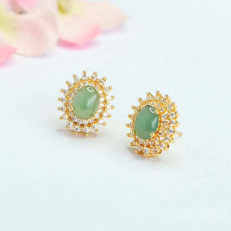 Blue-Water Jadeite Starlight Stud Earrings