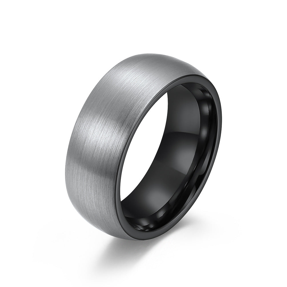 Curved Sand Surface Tungsten Steel Ring for Men