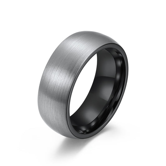 Curved Sand Surface Tungsten Steel Ring for Men