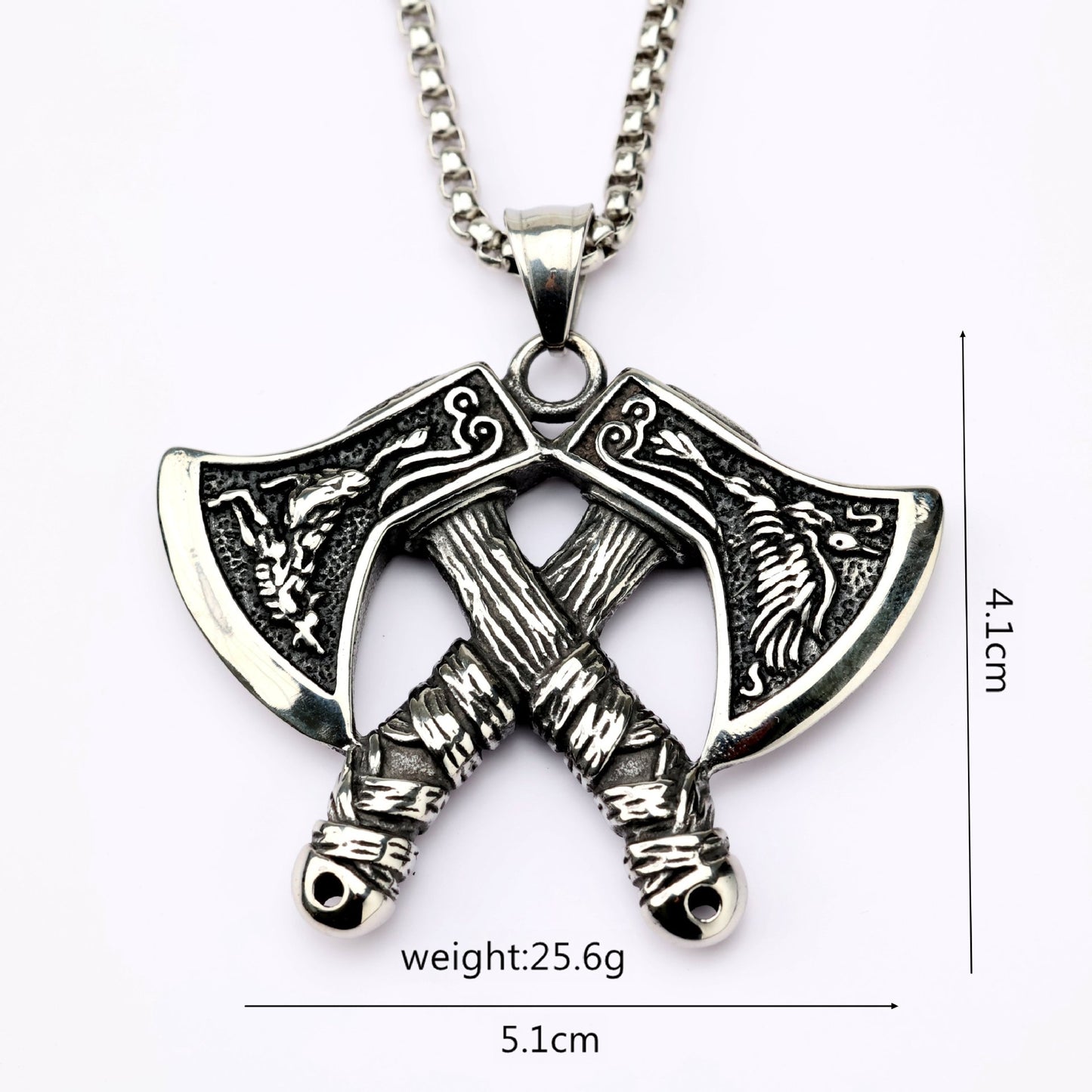 Planderful Viking Odin Tomahawk Pendant Stainless Steel Unisex Necklace Dual Sided Bold Fashion