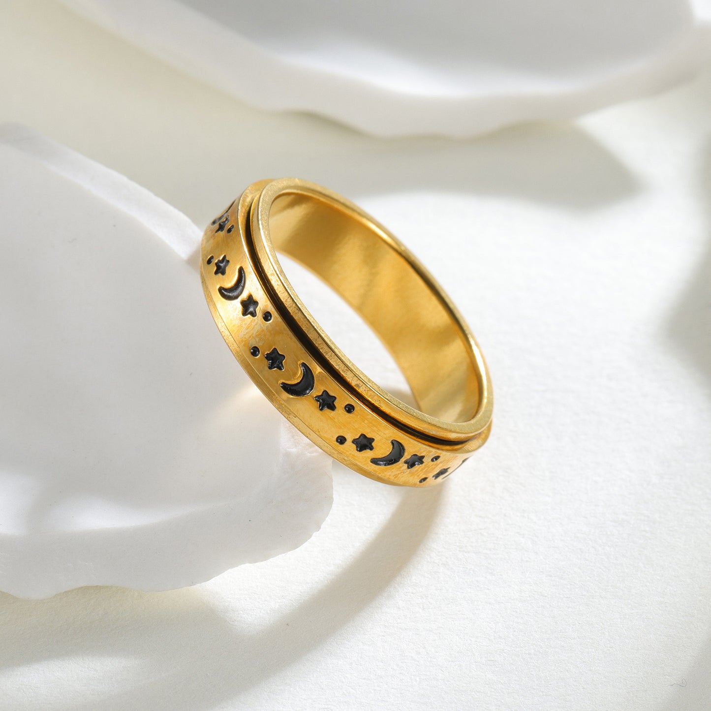 Planderful Star Moon Double Layer Rotatable Ring For Women