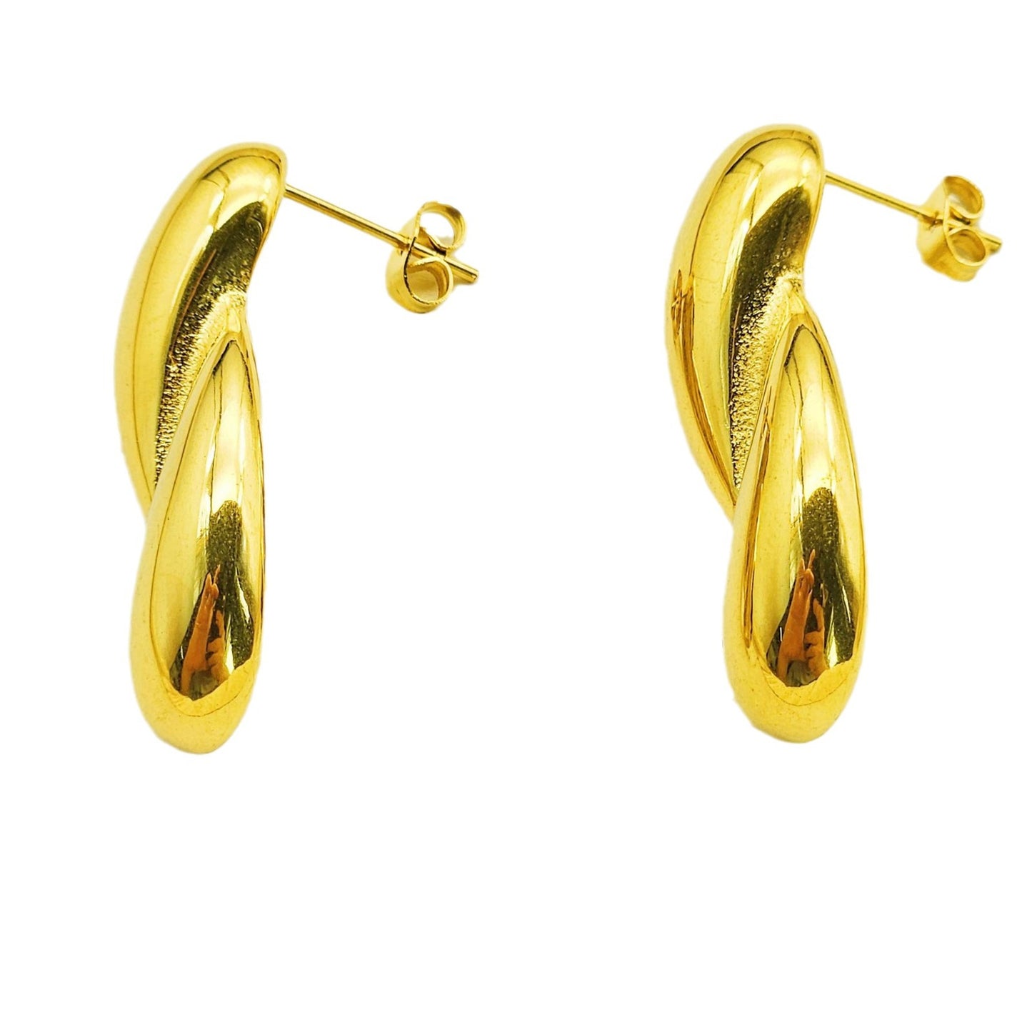 Planderful Statement Geometric Earrings Irregular Cross Stainless Steel Gold Plated For Trendsetting Women